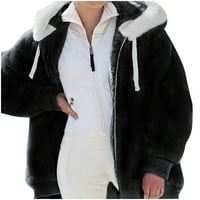 Casual Ženske jakne i kaputi na rasprodaji ženske zimske tople široke plišane jakne s kapuljačom s patentnim zatvaračem