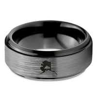 Volfram prsten za muškarce i žene udobno pristajanje, Crna, Stepenasta kosina, mat, siva, polirana
