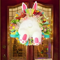 Smiješni vijenci zec s ružičastim Zečićem Bijela Uskršnja vrata za ukrašavanje vijenaca u obliku fasade uši Slatki