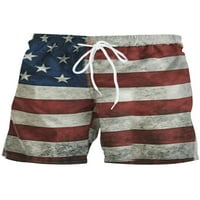 Donje rublje za muškarce, ljetne kratke hlače s elastičnim strukom, kratke hlače za plažu s printom američke zastave,