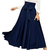Qiaocaity duge suknje za žene koje teče ljuljajući rum elegantna suknja s visokim strukom s prednjim čipkastim