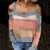 Ženska jesenska Moda pleteni džemper s izrezom u obliku slova A i dugim rukavima s ramena Duksevi Ženski džemper