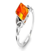 Keltski prsten od narančastog safira od moissanita, 14k Bijelo zlato, 11,00 USD