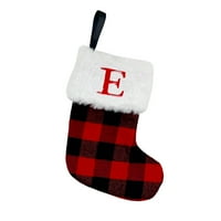 Božićne čarape s privjeskom s vezenim slovima, Vintage božićne čarape u crvenoj i crnoj mreži za ukrašavanje kuće