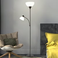 Podna svjetiljka s lampom za čitanje-čvrsta metalna baza, abažur od plastike otporne na toplinu-uključene LED