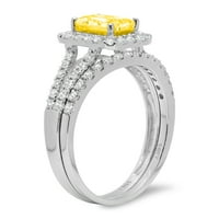 1,57CT Briljantni smaragdni rez simulirani žuti dijamant 18K bijelo zlato halo pasijans s naglascima mladenkini