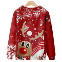Muški modni casual Božićni pulover dukserica s printom od 3 inča džemper s dugim rukavima s okruglim vratom gornji