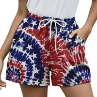 Dan neovisnosti Žene kratke hlače američke zastave uzorci casual izvlačenja elastični struk kratke hlače 4. srpnja