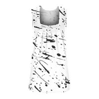 Ženski modni prženi kvadratni vrat udobna labava majica bez rukava bez rukava ležerni vrhovi bijeli 10