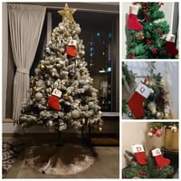 Božićne čarape s inicijalima vezenim velikim slovima, Pletene crveno-bijele božićne čarape za ukrašavanje obiteljske