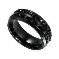 Dva reda dijamantnih prstenova, muški i ženski univerzalni prstenovi, Crni 10