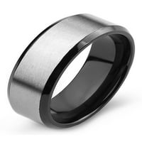 Obalni nakit titanski prsten s crnom završnom obradom s matiranim kosim rubom