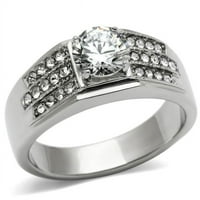 Muškarci visoko polirani prsten od nehrđajućeg čelika s AAA ocjenom CZ u bistri - veličine 11