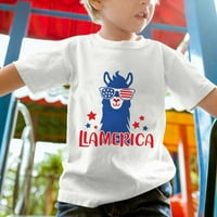 Majice za djevojčice s velikim dječacima 4. srpnja Tekst Tekst životinjskog tiska majice američke zastave Košulja