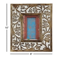 Dekmodirani pravokutni rezbareni drveni antikni Cvjetni okvir za slike s bijeljenjem, 8,5 10