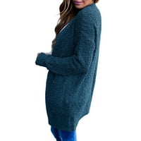 Hoksml kardigan džemperi za žene dame čvrste otvorene prednjeg mekanog džepnog kaputa dugih rukava bez odjeće
