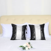 Jedinstvene ponude prugasti ukrasni jastučni jastuci na jastucima 18 x18 crno i srebro