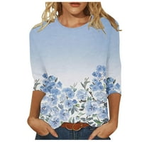 Tarmeek Womens Plus TOPS Moda casual jesenski čahura cvjetni print posada za vrat pulover gornja bluza