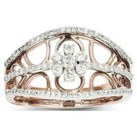 14K dvobojni zlatni prsten s pravim dijamantnim cvijećem