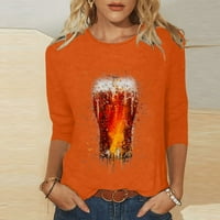 Ženska majica s rukavima od A-liste, bluza s printom festivala piva, majice s okruglim vratom, jesenska odjeća