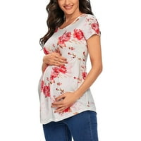 Ženske majčinske vrhove dojenje cvjetna tiskana gornja košulja s dvostruki sloj mekanog kratkih rukava Trudnoća