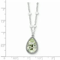 Ogrlica od srebra s Rodijevim zelenim kvarcom i mjesečevim kamenom od 18 inča