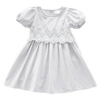 Pimfylm casual haljine za malu djevojčicu boho čipkaste haljine pročišćena pamučna bijela 5-6 godina