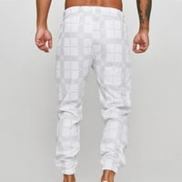 Munlar teretne hlače za muškarce, muški kvadratni kabed 3D digitalni tisak prugasti fitnes casual hlače