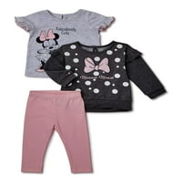 Disney Minnie Mouse Deur Girl džempera, majice i gamaša, 3-komad set odjeće