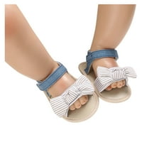 Rasprodaja ljetnih sandala za djevojčice; prugaste sandale s mašnom za djevojčice; ravne cipele s mekim, neklizajućim