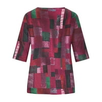 Ženski topovi modna ženska ležerna majica Vintage etnički print pulover s rukavima Bluza vrhovi Ljubičasta 56504