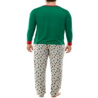 Zabavna i svijetla obiteljska Božićna pidžama u tonu, 2 komada