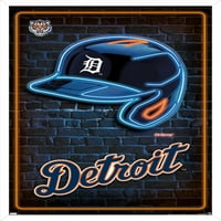 Detroit Tigrovi-plakat na zidu u neonskoj kacigi, uokviren 14.725 22.375