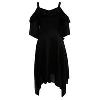 Haljine za žene plus haljine veličine modni gotički ruffled Sling nepravilni crni 4x