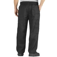 Kuharski kodeks Kuharni teretni hlače s elastičnim strukom s džepovima za izvlačenje i teretnim džepovima, crno,