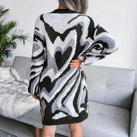 Ženska Moda ležerni preveliki džemper s geometrijskim uzorcima pletena haljina