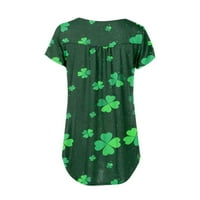 Zodggu Save velike modne dame naplate bluze labavi casual gumb v vrat sv. Patrick's Day Lucky Clover tiskani kratki