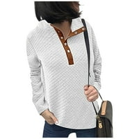 Ženski džemper Čvrsta boja Patchwork s gumbom za pulovera s dugim rukavima s ovratnikom