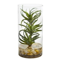 Gotovo prirodna Zračna biljka visoka 12 inča, umjetni sukulent u staklenoj vazi, zelena