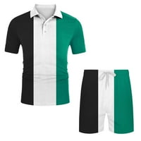 Muška košulja i kratke hlače Set za ljetnu odjeću modni Casual Trenirka s kratkim rukavima za muškarce zelena