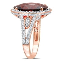 Miabella žena 5-karat T.G.W. Garnet i Carat T.W. Dijamantni 14KT ružini zlatni zaručnički prsten