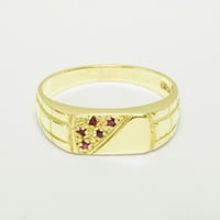 Muški prsten od prirodnog rubina od žutog zlata 10K britanske proizvodnje - opcije veličine-Veličina 7