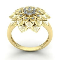 1 karatni autentični okrugli dijamant, ženski Vintage vjenčani prsten s cvjetnim uzorkom za godišnjicu braka od