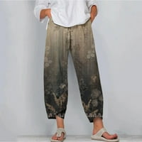 Ženske Plus size hlače na rasprodaji Ženske casual hlače s printom visokog struka široke ravne duge hlače s džepovima