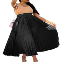 Duga Caprese suknja visokog struka ljuljačke suknje za žene uredska asimetrična boho suknja A kroja Crna
