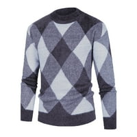 Muški pulover od džempera s okruglim vratom, džemper od pletiva, pamučni džemper, plavi džemper