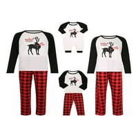 Božićni obiteljski pidžama Set, gornji dio s printom losa i karirane hlače, pidžama za odrasle, djecu i bebe