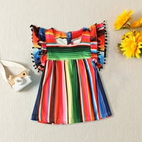 Ljetna haljina za djevojčice, moderna nova haljina u boji s kratkim letećim rukavima