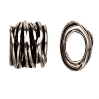 Privjesak od upletene spiralne cijevi od kožne vrpce, starinski srebrni kabel, 11 inča