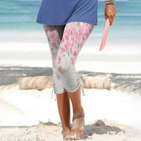 Ženske cvjetne print mršave kapri ošišane hlače elastično stručno rastezanje Ugodna bočna struja ljetna plaža